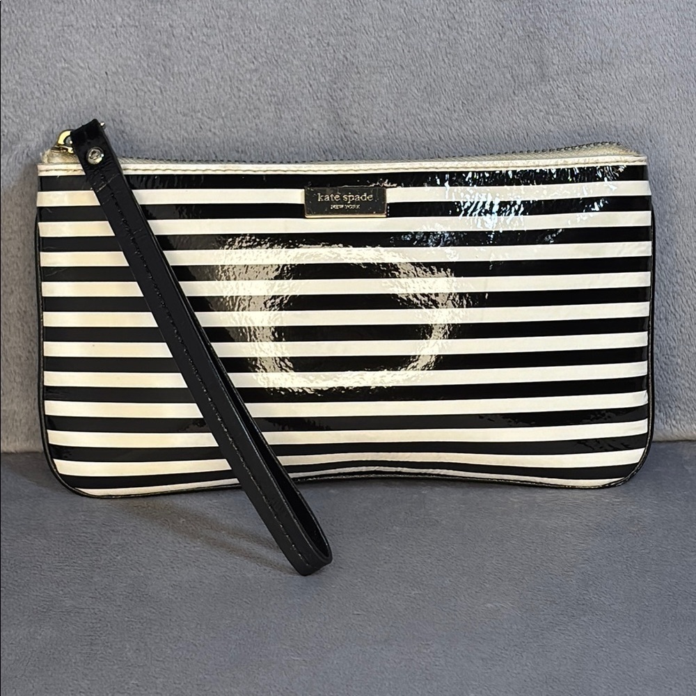 Kate Spade Black and White Striped Wristlet
